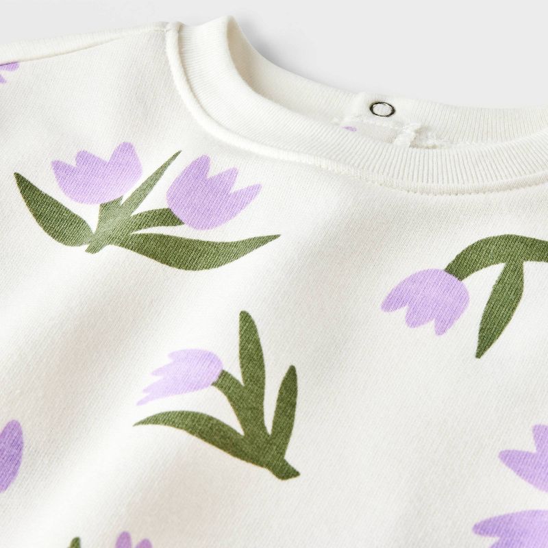 Baby Girls' Floral Sweatshirt - Cat & Jack™ Purple, 4 of 6
