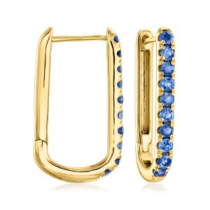 Ross-Simons 2.20 ct. t.w. Sapphire Paper Clip Link Hoop Earrings in 18kt Gold Over Sterling - 1 of 4