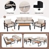 5-Person 4-Piece Outdoor Sofa Set with Acacia Wood Armrests, Removable Cushions, and Solid Wood Coffee Table,Patio Conversation Set - 3 of 4