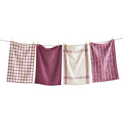 tagltd Canyon Woven Dishtowel Set Of 4 Plum Dish Cloth For Drying Dishes And Cooking