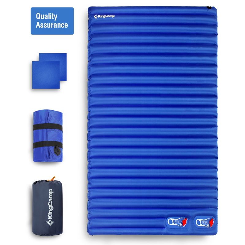 KingCamp Double Self Inflating Camping Sleeping Pad Mat with 2 Pillows, 4 of 8