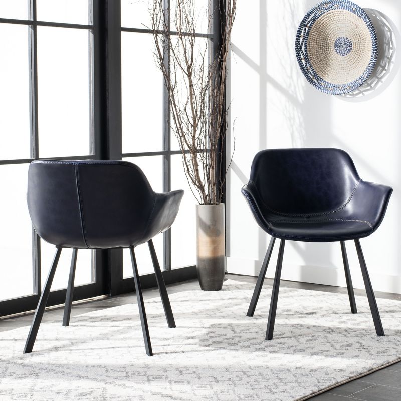Arlo Mid-Century Dining Chair (Set of 2) - Midnight Blue/Black - Safavieh ., 2 of 9