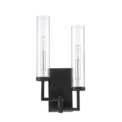 Folsom Matte Black Cylinder Sconce with Polished Chrome Accents
