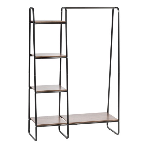 Iris Metal Garment Rack With Wood Shelves Black Target