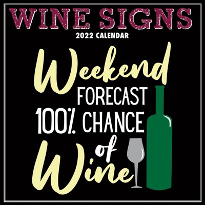 The Gifted Stationery 2021 - 2022 Wine Monthly Wall Calendar, 16 Month, Funny Alcohol Whiskey Theme with Reminder Stickers, 12 x 12 in