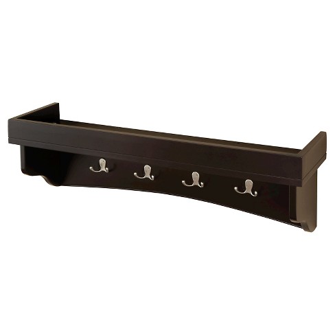 Durango Industrial Wood Coat Hook Entryway Shelf Dark Brown - Alaterre