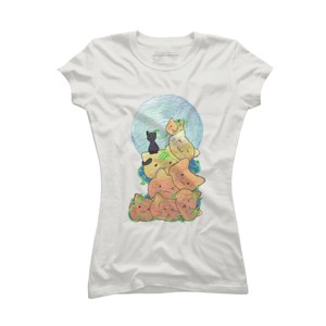 Junior's Design By Humans Cat Pumpkin Pile By AwkwardDragon T-Shirt - 1 of 3