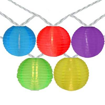 Northlight 10-count Multi-color Round Lantern Patio String Light Set,  7.25ft. White Wire : Target