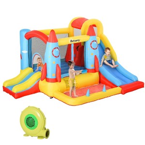 RISOKEYS 4-in-1 Bounce House, Kids Inflatable Water Slide, with 2 Slides, Climbing Wall, Trampoline, & Water Pool Area, Air Blower - 1 of 4