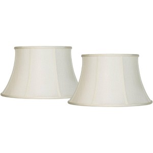 Imperial Shade Set of 2 Bell Lamp Shades Cream Large 13" Top x 19" Bottom x 11" High Spider Replacement Harp and Finial Fitting - 1 of 4