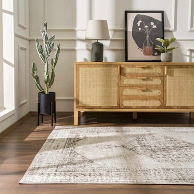 Hauteloom Mortye Cream & Blue Medallion Area Rug