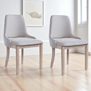 Set of 2 Farmhouse Wooden Dining Chairs with Upholstered Seats, Cutout Backrest, Rubberwood Frame for Dining or Living Room - 1 of 4