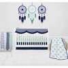 Bacati - Boys Noah Muslin Mint Navy 8 pc Crib Bedding Set with Long Rail Guard Cover - 2 of 4