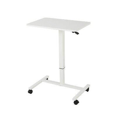 HomeRoots Adjustable White Wood and Stainless Steel Rolling Standing Desk