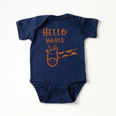 The Juniper Shop Hello World Giraffe Baby Bodysuit