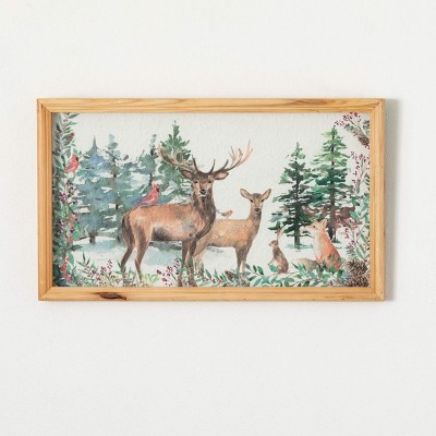 24" Sullivans Deer Woodland Christmas Wall Art, Multicolor