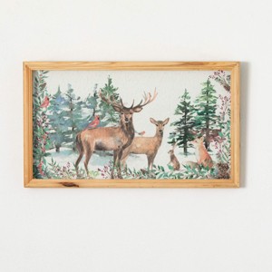24" Sullivans Deer Woodland Christmas Wall Art, Multicolor - 1 of 3