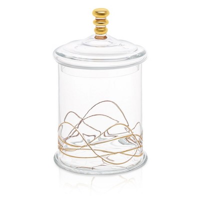 Classic Touch Medium Vivid  70 OZ Glass Canister Jar With Lid - 14K Gold Swirl Design