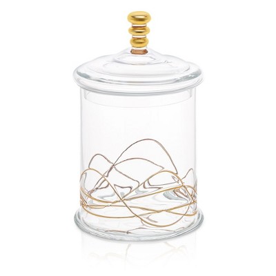 Glass Jar and Lid with 14k Gold Swirl Design – Classic Touch Decor