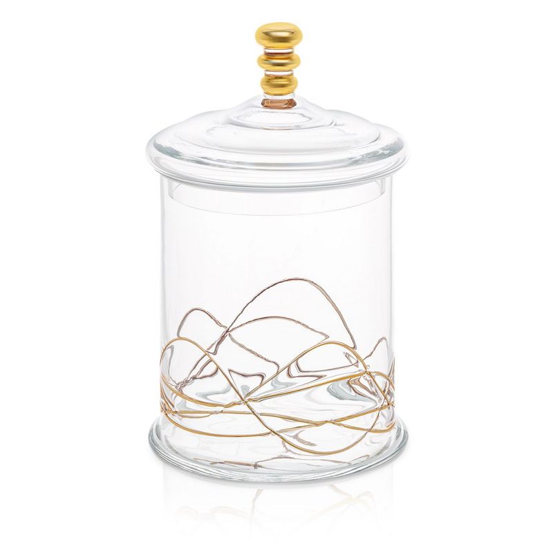 Classic Touch Medium Vivid  70 OZ Glass Canister Jar With Lid - 14K Gold Swirl Design, 1 of 4