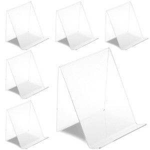 Juvale 6-Pack Acrylic Book Stand for Books, Comics, Phone, Tablet, Clear Easel Display, 4.5x5-Inch Transparent Holder for School, Home, Office - 1 of 4