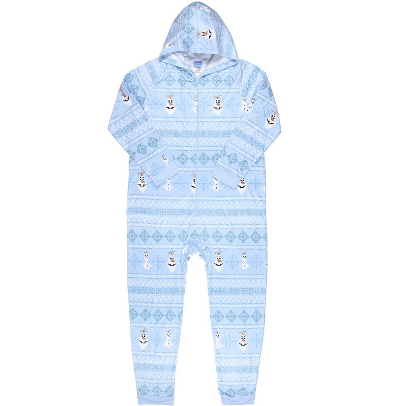 Disney Womens' Frozen Olaf Sweater Sleep Pajama Jumpsuit Union Suit Blue, 5 of 6