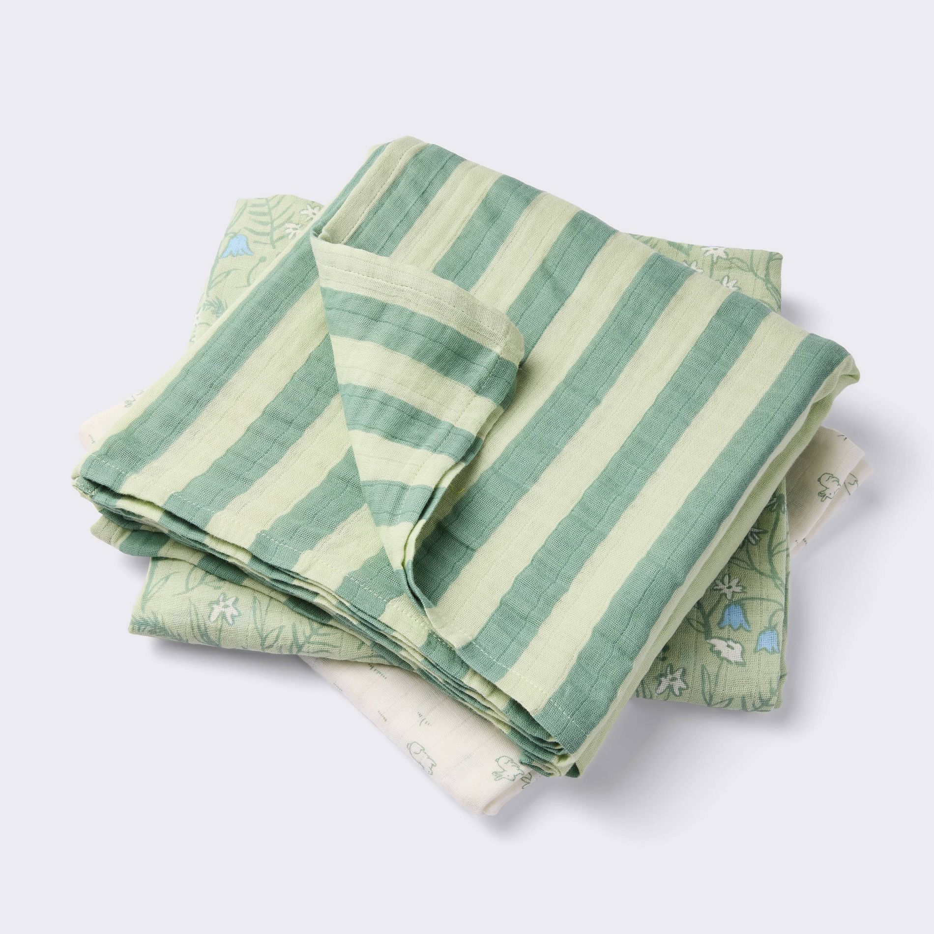 Muslin Swaddle Baby Blankets - Bunnies - 3pk - Cloud Island™: Cotton, Typography Pattern, 47" x 47"