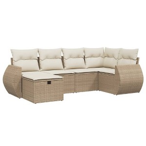 vidaXL Garden Sofa Set Beige Poly Rattan, Steel, Polyester Large Modular - 1 of 4