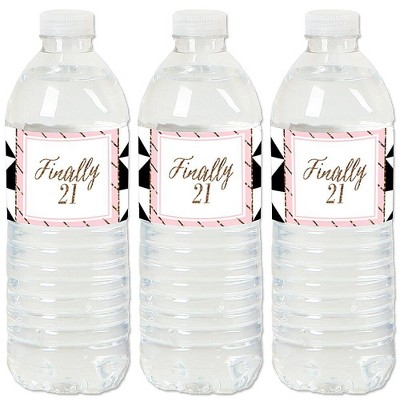 Big Dot of Happiness Finally 21 Girl - 21st Birthday Party Water Bottle Sticker Labels - Set of 20