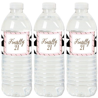 Big Dot of Happiness Finally 21 Girl - 21st Birthday Party Water Bottle Sticker Labels - Set of 20