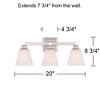 Regency Hill Mencino Modern Wall Light Satin Nickel Hardwire 20" 3-Light Fixture Etched Opal Glass for Bedroom Bathroom Vanity Reading Living Room - 4 of 4