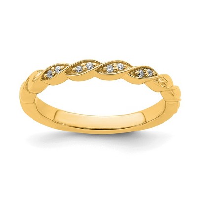 Black Bow Jewelry 2.5mm 14k Yellow Gold .04 Ctw Diamond Stackable Twist Band