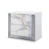 Vynxaria Modern Moon White Marble Nightstand with LED, Sleek Design, High Gloss Finish, Rich Chrome Accents - 2 of 4