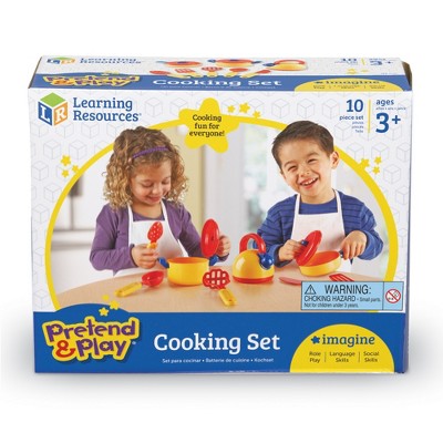 Bright 10-Piece Plastic Kids Cooking Play Set