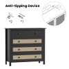 SEVOBAL Utility Storage Cabinets Five Drawer Chest Woven Rattan Detail Modern Storage Living Room Home Office Entryway, Black, 15.6"*39.4"*37" - 4 of 4