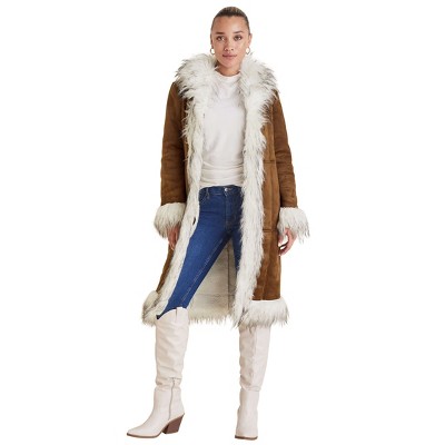 VENUS Womens Faux Suede And Faux Shearling Coat