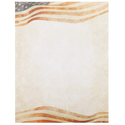 Pipilo Press 96 Sheet Patriotic Letterhead American Flag Stationery Paper, A4 Letter Size 8.5 x 11 in