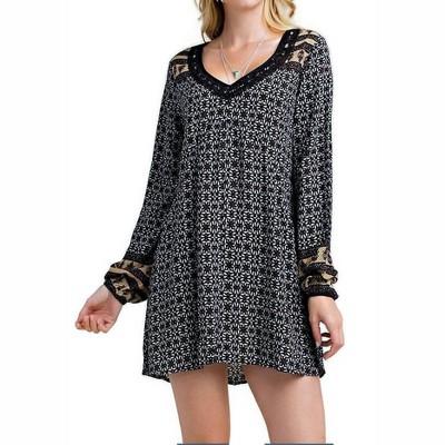 Women's Border Print Swing Dress - KORI