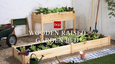 Natural Fir Wood Raised Garden Bed Planter for Outdoor Yard