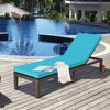 2PC Patio Rattan Lounge Chair Chaise Recliner Back Adjustable W/Wheels Cushioned Turquoise\White - image 4 of 4