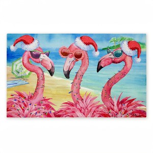 Stupell Industries Holiday Flamingo Girlfriends Printed Outdoor Door Mat, design by Paul Brent, 18"x30" - 1 of 4