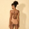 Women's Crochet High Leg Cheeky One Piece Swimsuit - Shade & Shore™ Brown - 2 of 4