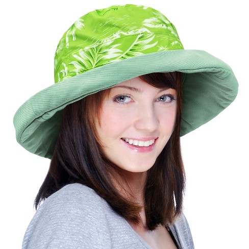 Women's Large Brim Reversible Cotton Canvas Bucket Hat, Wide Brim Hat