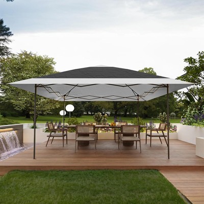 12x12 Pop Up Gazebo Outdoor Canopy Shelter with 4 Stanbags, 8 Stakes Instant Gazebo Tent for Lawn, Garden, Backyard Deck，Gray