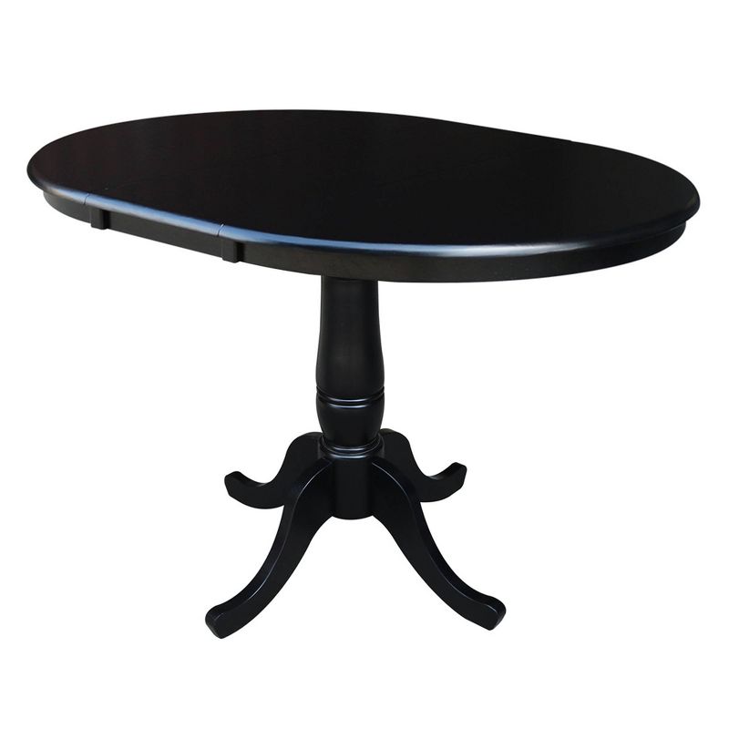 36" Round Top Pedestal Dining Table with 12" Drop Leaf - International Concepts, 5 of 9