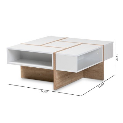 Rasa Square White and Oak Wood Coffee Table