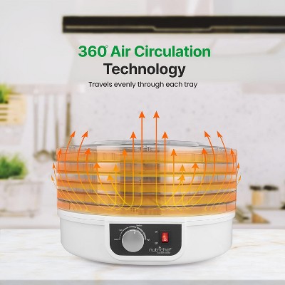 NutriChef 5-Tier White Electric Food Dehydrator with Adjustable Thermostat
