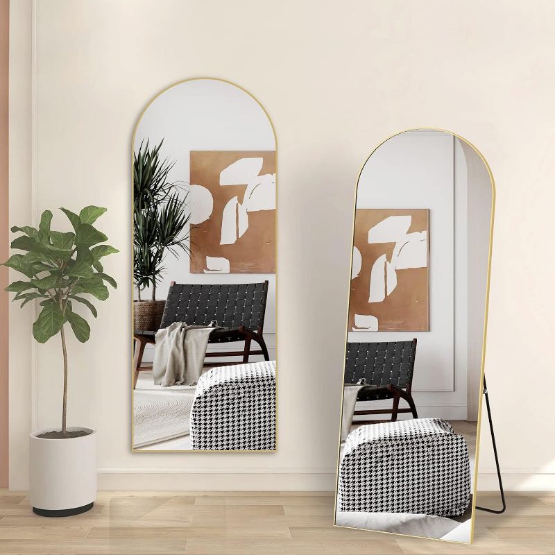 Caroline 64"×21" Floor Mirror, Standing Mirror Smooth Arched Top Mirror, Bedroom Living Room Wall Mirror-The Pop Home, 4 of 9