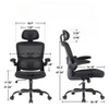 Fontoi Task and Office Chairs, Ergonomic Chair with Flip-up Armrests and Adjustable Lumbar Support for Home Office, Black, 26.18"*45.66"*26.18" - 2 of 4