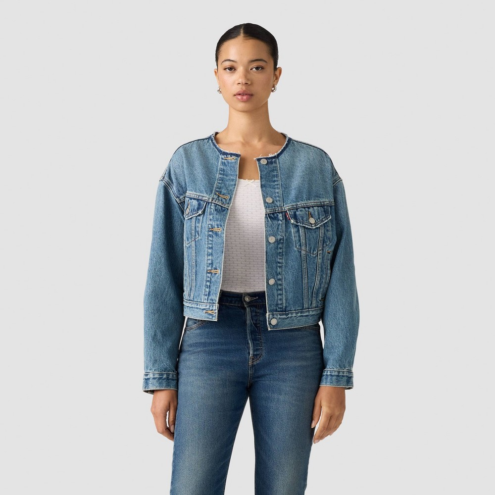 Levi's® Women's Coats & Jackets Collarless Shrunken 90s Trucker - Blue Denim XL